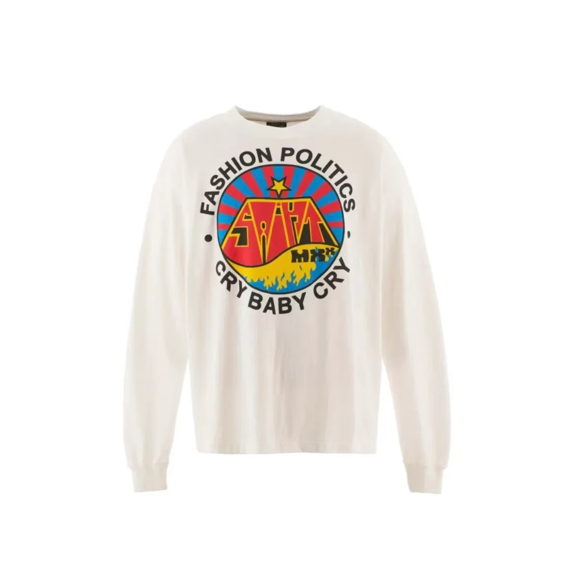 Spot ST1070 cement white P136 SAINT Mxxxxxx LS TEE FASHION POLITICS 25AW new product long-sleeved T-shirt size S-M-L-XL